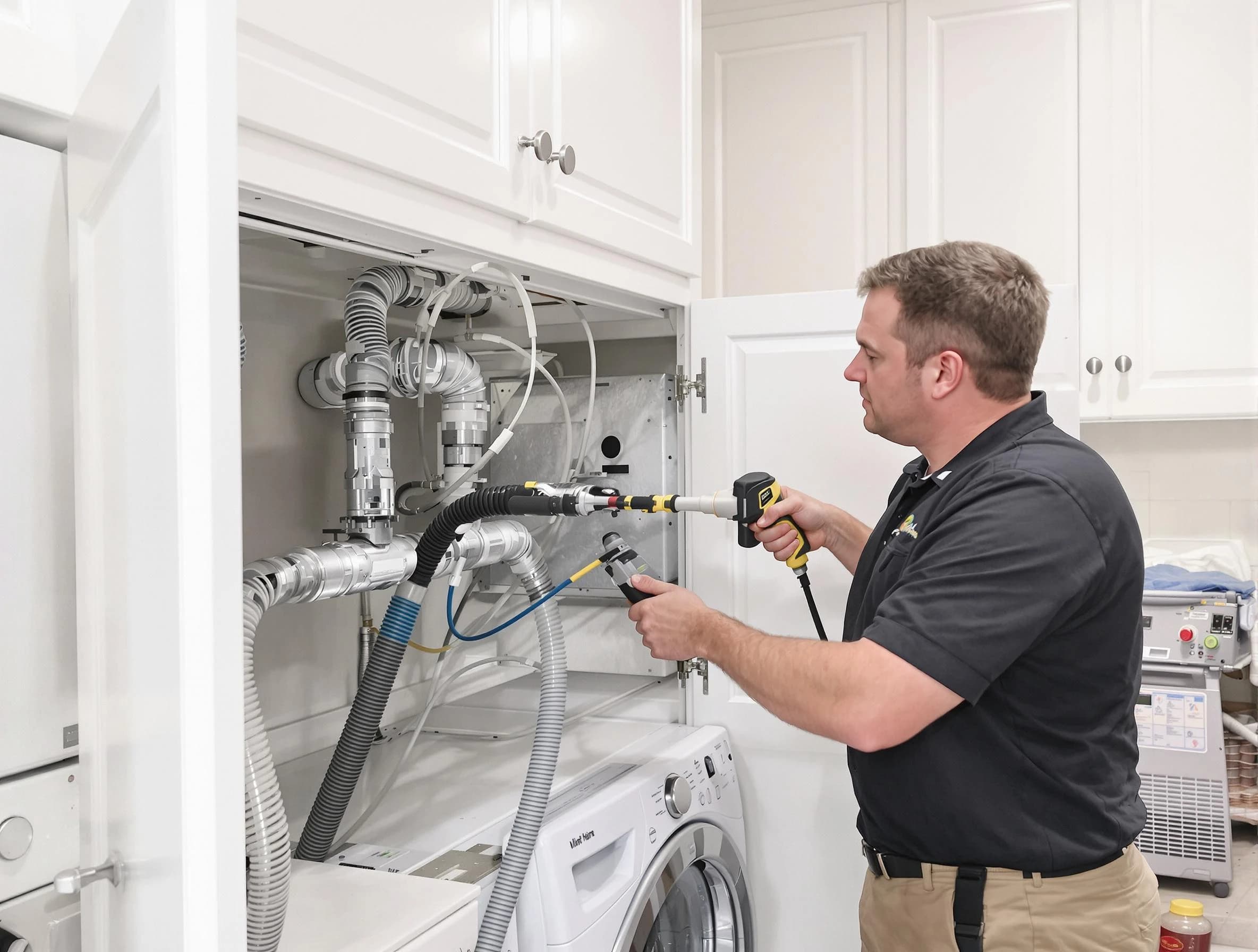 Brandermill Dryer Vent Cleaning professional removing severe blockage from a clogged dryer vent in Brandermill