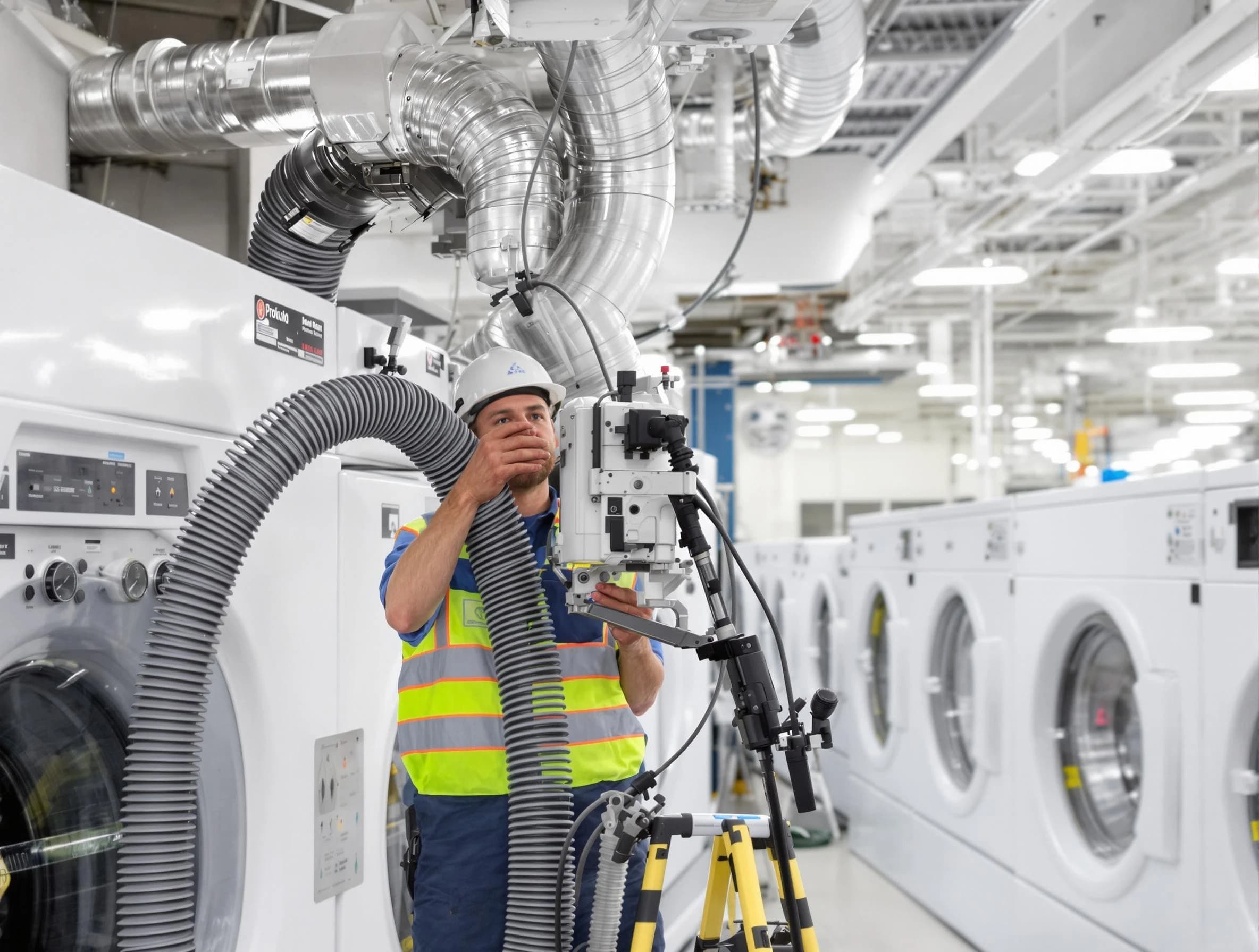 Brandermill Dryer Vent Cleaning team performing commercial-grade dryer vent cleaning at a business facility in Brandermill